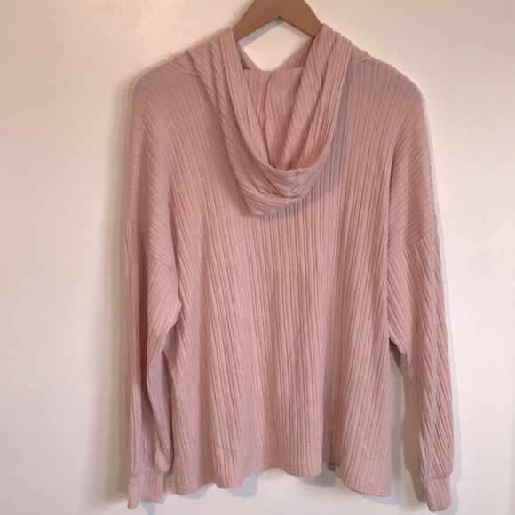 AE American Eagle Plush Hoodie sweater blush pink size Large - Picture 6 of 11